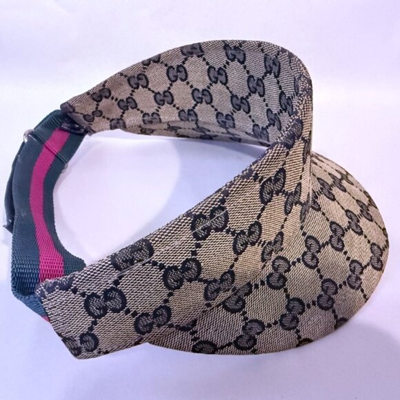 Vintage GUCCI GG Pattern Sun Visor Grey Used Size O/S - Picture 2 of 6